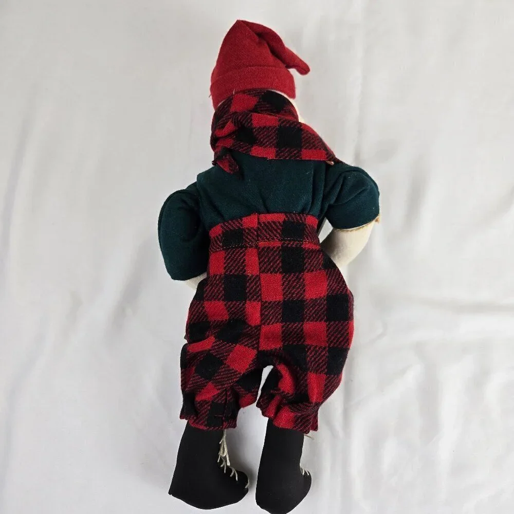 Stuffed Goose in Winter Attire Holding 